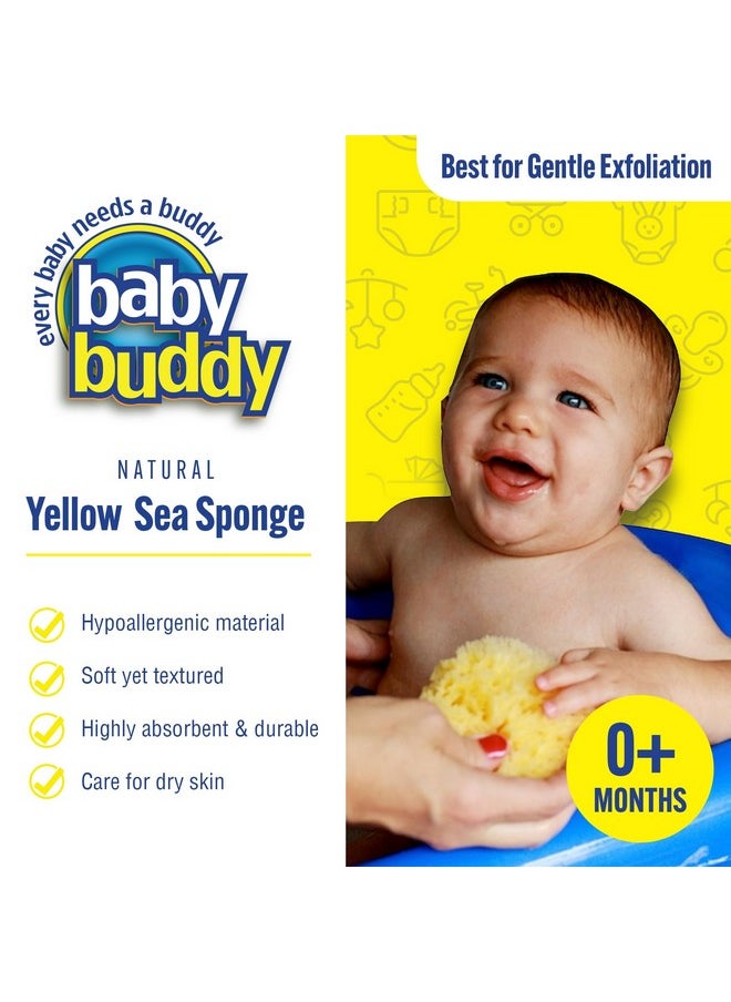 Natural Yellow Sea Sponge, Newborn Bath Time Essential, Soft And Gentle For Tender Skin, Hypoallergenic And Biodegradable, 1 Pack