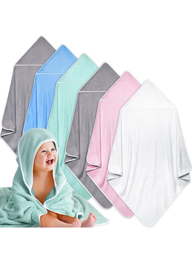 6 Pack Baby Bath Towel, Coral Fleece Soft Absorbent Hooded Towel For Newborns, Toddlers, And Kids, 30 X 30 Inch