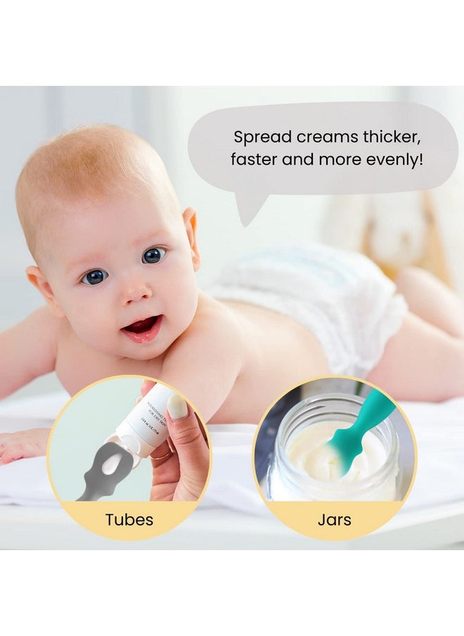 4 Pack Baby Diaper Cream Brush, Diaper Cream Spatula Applicator Silicone Baby Butt Paste Spatula For Babies, Newborn (Blue,Green,Gray,White)