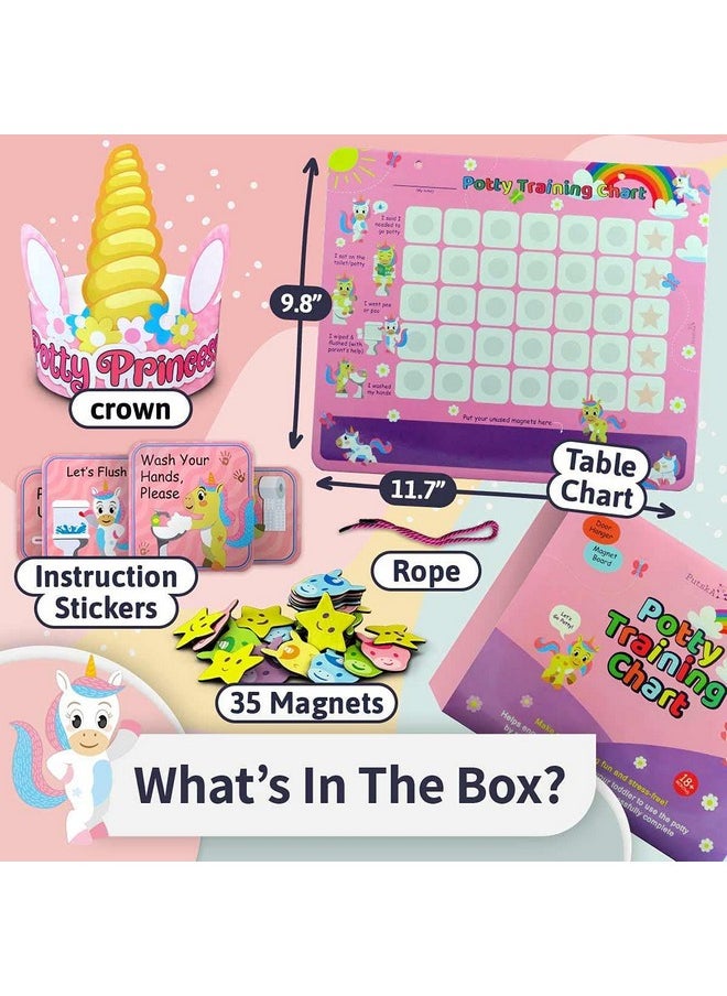 Unicorn Potty Training Chart & 35 Reusable Stickers - Potty Chart, Potty Training Sticker Chart, Potty Training Chart For Toddlers Girls, Potty Training Stickers, Potty Chart For Girls With Stickers