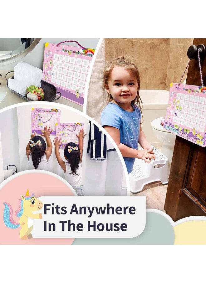 Unicorn Potty Training Chart & 35 Reusable Stickers - Potty Chart, Potty Training Sticker Chart, Potty Training Chart For Toddlers Girls, Potty Training Stickers, Potty Chart For Girls With Stickers