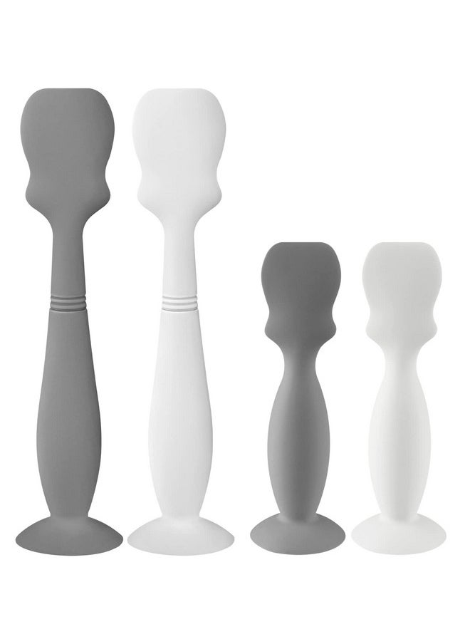 4 Pack Baby Diaper Cream Brush, Diaper Cream Spatula Applicator Silicone Baby Butt Paste Spatula For Babies, Newborn, 2 X Large Size, 2 X Small Size (White, Gray)