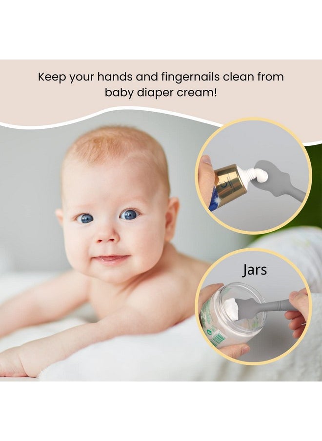 4 Pack Baby Diaper Cream Brush, Diaper Cream Spatula Applicator Silicone Baby Butt Paste Spatula For Babies, Newborn, 2 X Large Size, 2 X Small Size (White, Gray)