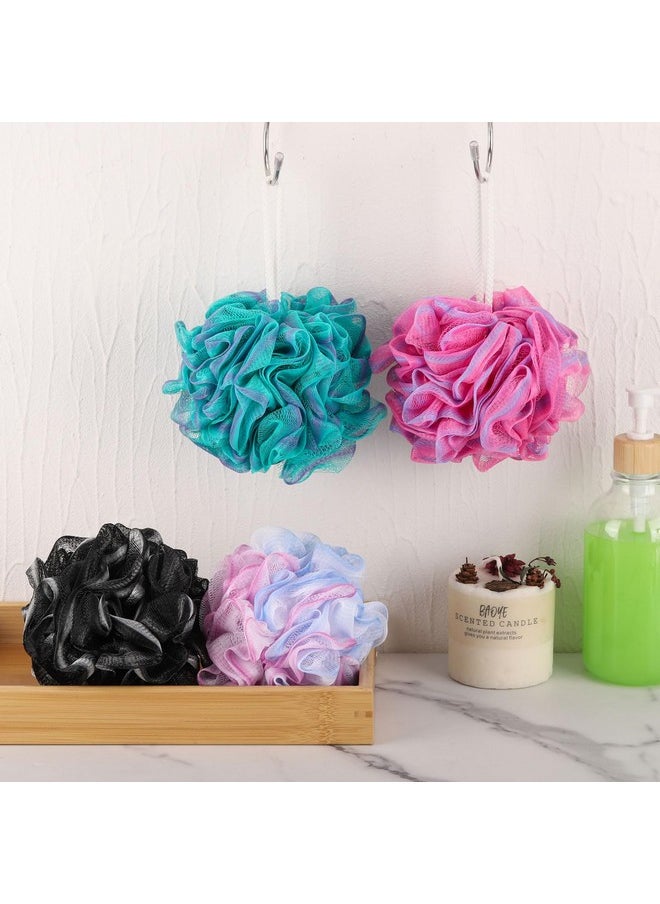 Loofah Sponge 60 Gram Shower Pouf Bath Scrunchies Shower Puff Exfoliating Body Wash Scrubber Bath Puffs For Washing - Set Of 4