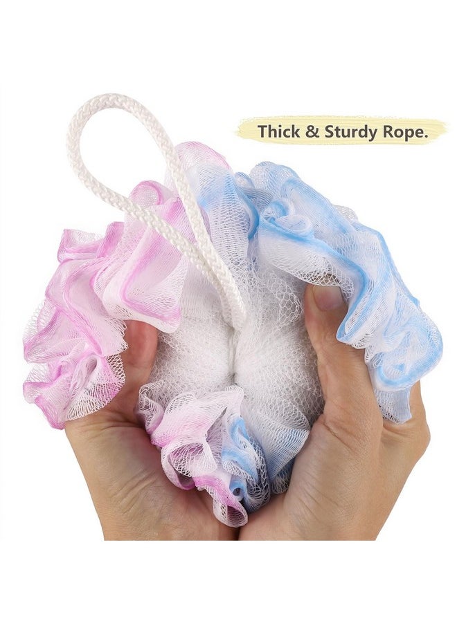 Loofah Sponge 60 Gram Shower Pouf Bath Scrunchies Shower Puff Exfoliating Body Wash Scrubber Bath Puffs For Washing - Set Of 4
