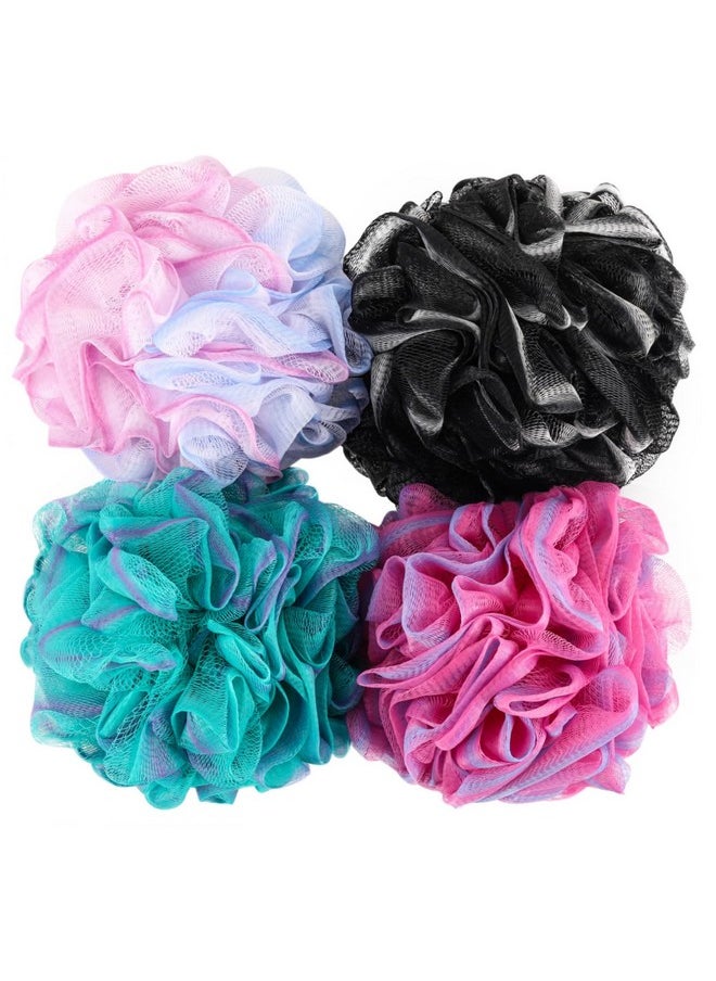 Loofah Sponge 60 Gram Shower Pouf Bath Scrunchies Shower Puff Exfoliating Body Wash Scrubber Bath Puffs For Washing - Set Of 4