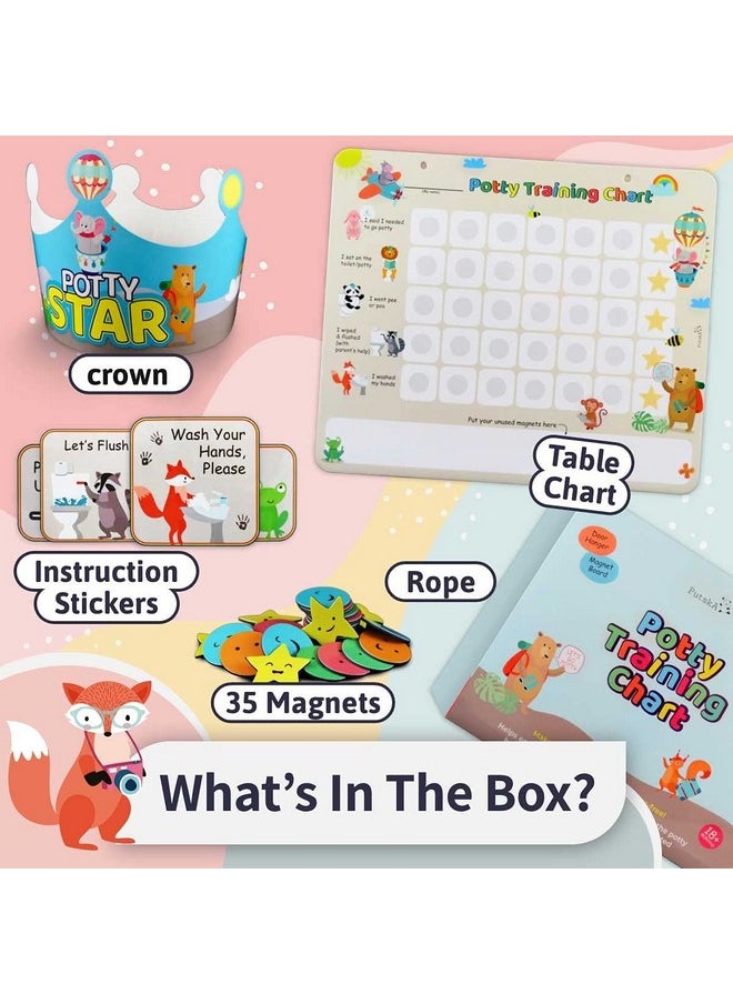 Animal Potty Training Chart For Toddlers Boys & Girls - Potty Training Stickers For Girls Potty Training Toilet And Boys. A Sticker Chart For Kids Potty Training Rewards. Toddlers Potty Chart