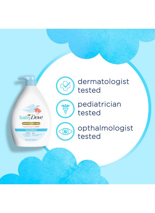 Sensitive Skin Care Baby Wash Rich Moisture For Baby Bath Time Tear-Free And Hypoallergenic 34 Oz