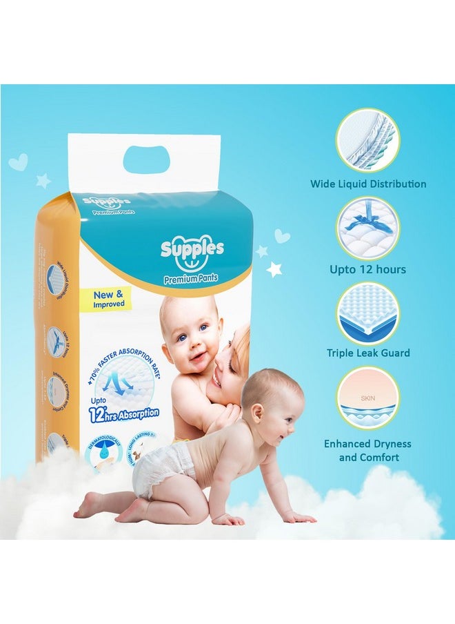 Brand - Supples Premium Diapers, Medium (M), 31 Count, 7-12 Kg, 12 Hrs Absorption Baby Diaper Pants