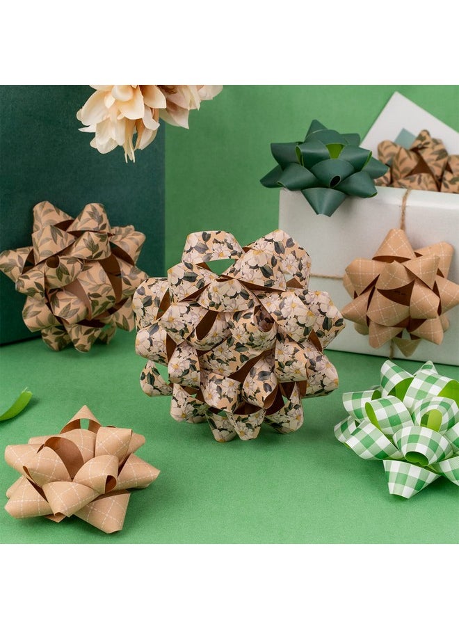 - Double-Sided Paper Gift Bow Assortment - Plaid, Flower And Leaf Design For Spring, Holiday, Birthday, Wedding, Baby Shower - Total 15 Bows, 3 Size