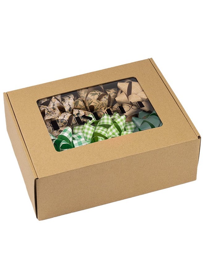 - Double-Sided Paper Gift Bow Assortment - Plaid, Flower And Leaf Design For Spring, Holiday, Birthday, Wedding, Baby Shower - Total 15 Bows, 3 Size