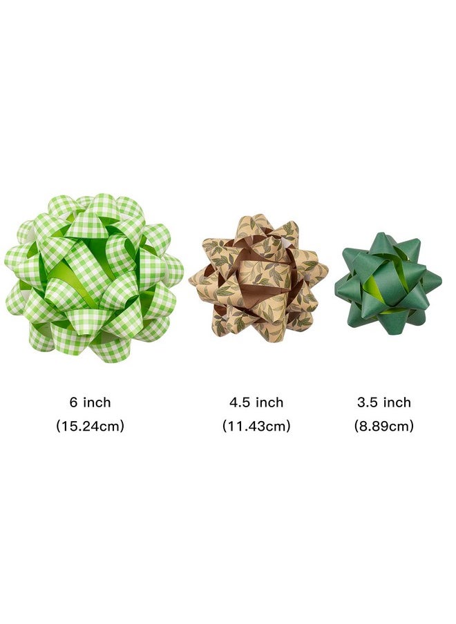 - Double-Sided Paper Gift Bow Assortment - Plaid, Flower And Leaf Design For Spring, Holiday, Birthday, Wedding, Baby Shower - Total 15 Bows, 3 Size