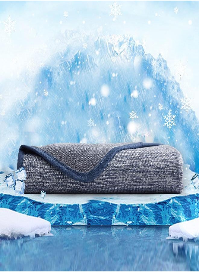 Bedsure Cooling Blanket Twin XL Size for Hot Sleepers - Summer Blanket Twin, Lightweight Thin Blanket, Light and Breathable Bamboo Blanket, Double-Sided Cold Blankets for Night Sweats, 60×90, Indigo