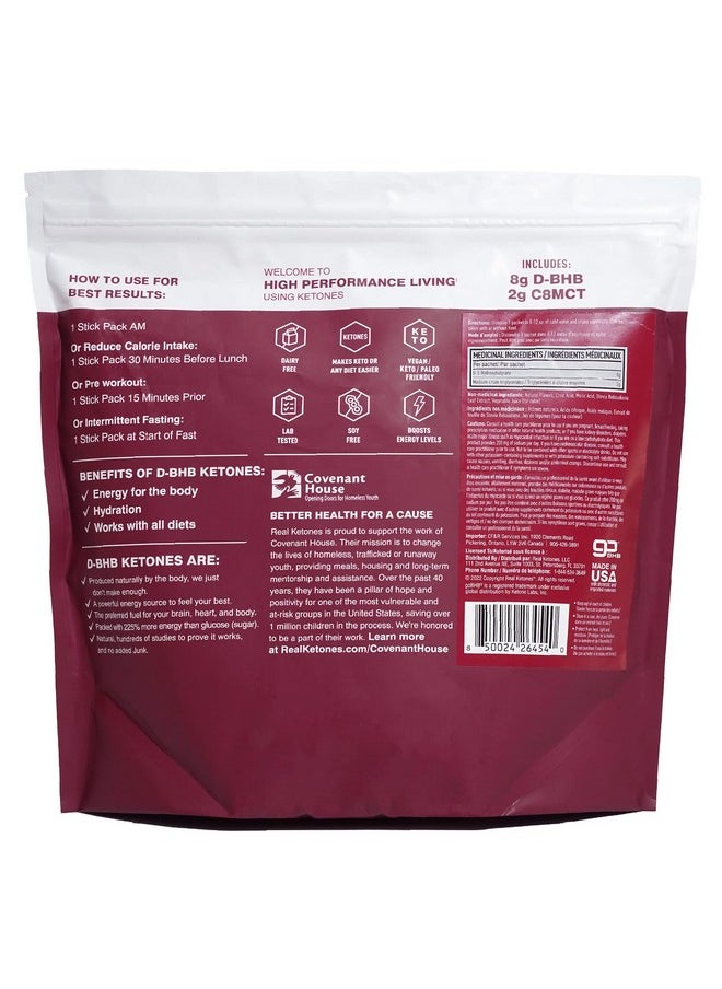 Real Ketones MCT & BHB Exogenous Ketones Drink Mix Packets Elevate Keto Electrolytes Powder Packets No Sugar with 4 Main Electrolytes Plus Hydrating Proprietary Keto BHB - 30 Pack Mixed Berry