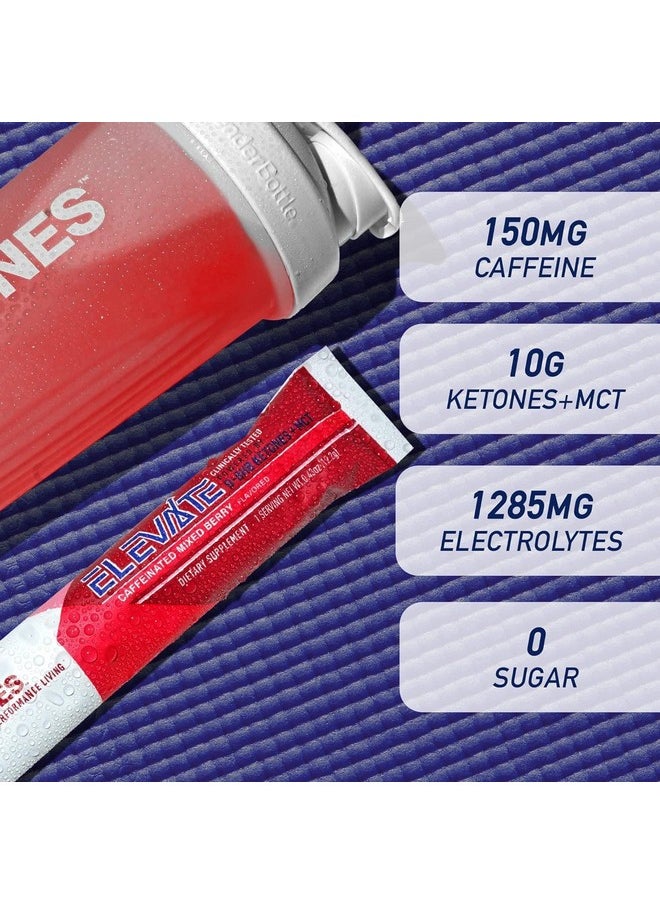 Real Ketones MCT & BHB Exogenous Ketones Drink Mix Packets Elevate Keto Electrolytes Powder Packets No Sugar with 4 Main Electrolytes Plus Hydrating Proprietary Keto BHB - 30 Pack Mixed Berry