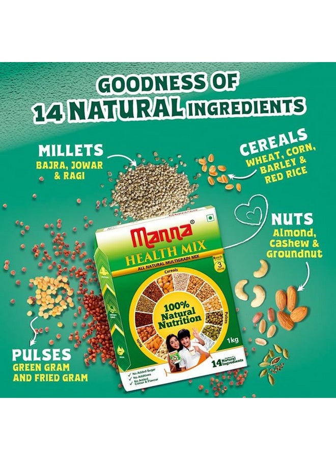Manna Health Mix, All Natural Kids Nutrition Drink, with 14 ingredients, Zero Sugar. 100% Natural Nutrition 500g (250g, Pack of 2)