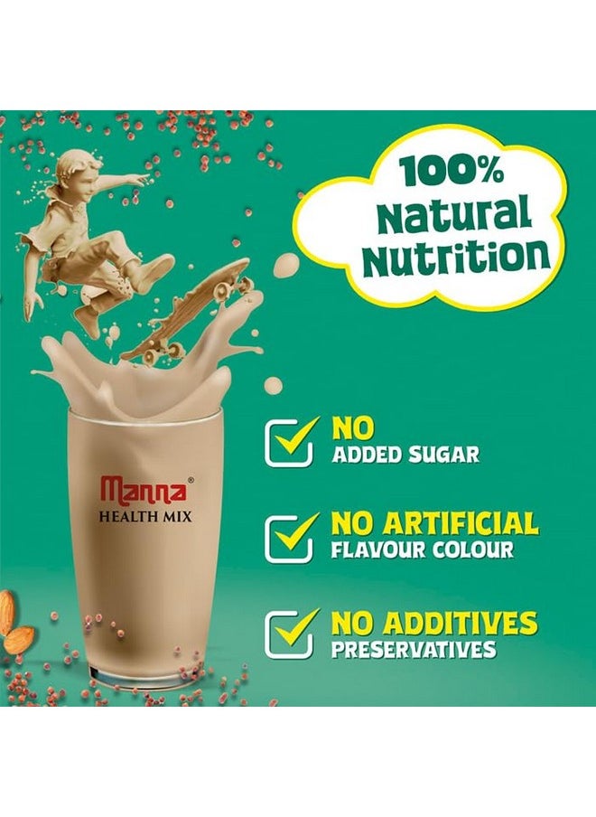 Manna Health Mix, All Natural Kids Nutrition Drink, with 14 ingredients, Zero Sugar. 100% Natural Nutrition 500g (250g, Pack of 2)