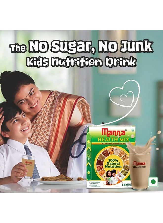 Manna Health Mix, All Natural Kids Nutrition Drink, with 14 ingredients, Zero Sugar. 100% Natural Nutrition 500g (250g, Pack of 2)