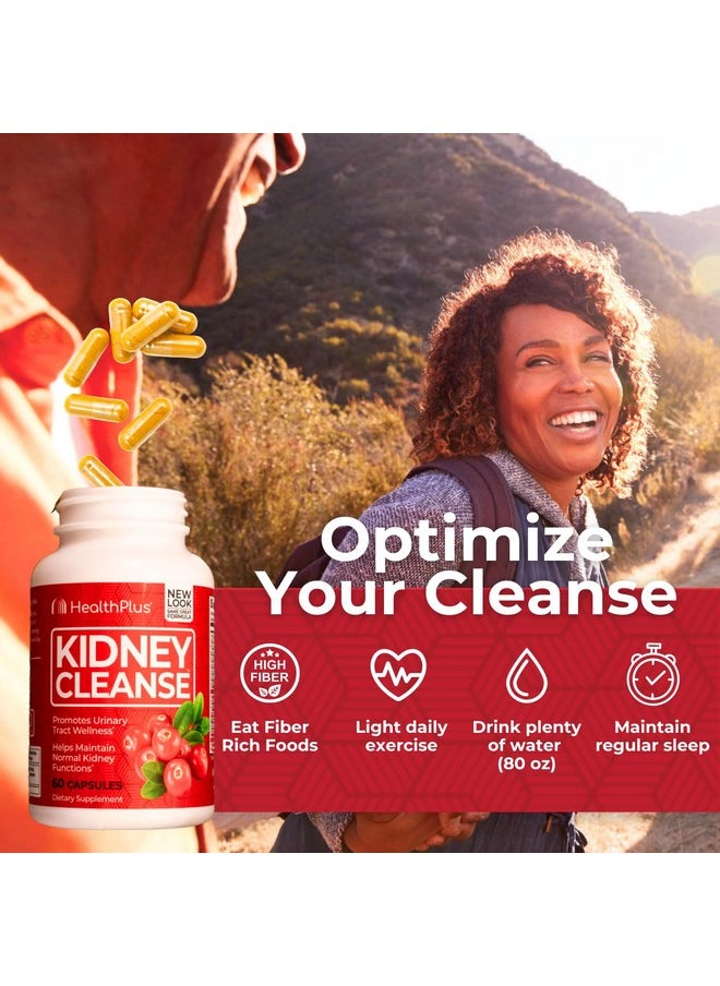 Health Plus Advanced Kidney Cleanse with Cranberry Extract, Turmeric Root and CoQ10, Helps Support Healthy Kidney Function & Urinary Tract Wellness, 60 Capsules