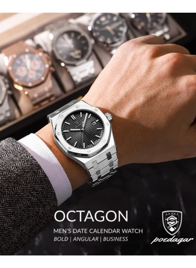 POEDAGAR Waterproof Luminous Men's Watch Quartz，Men's Wrist Watches