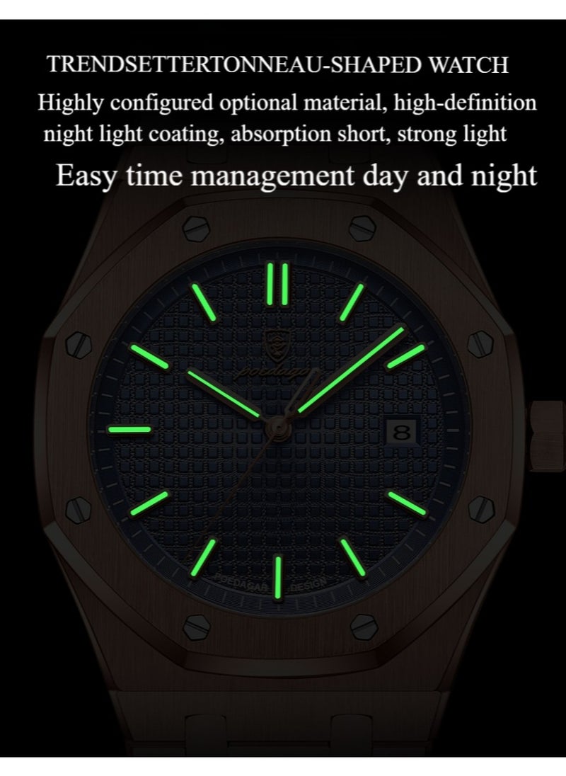 POEDAGAR Waterproof Luminous Men's Watch Quartz，Men's Wrist Watches
