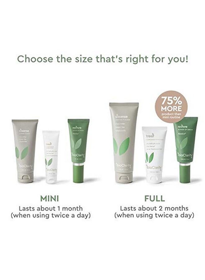 3-Step Acne Routine (Full Size) For Oily Or Acne-Prone Skin | 100% Clean, Vegan Ingredients. Includes Cleanser, Acne Treatment Gel With Salicylic Acid, And Restorative Green Gel