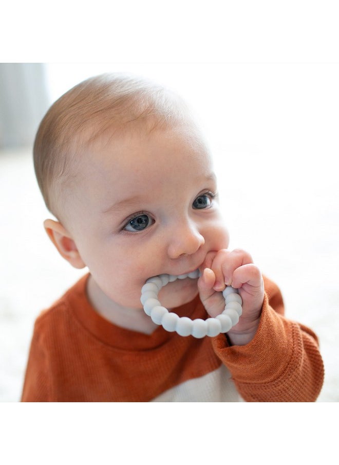 Flexees Beaded Teether Rings, 100% Silicone, Soft & Easy To Hold, Encourages Self-Soothe, 3 Pack, Black, White, Gray, Bpa Free, 3M+