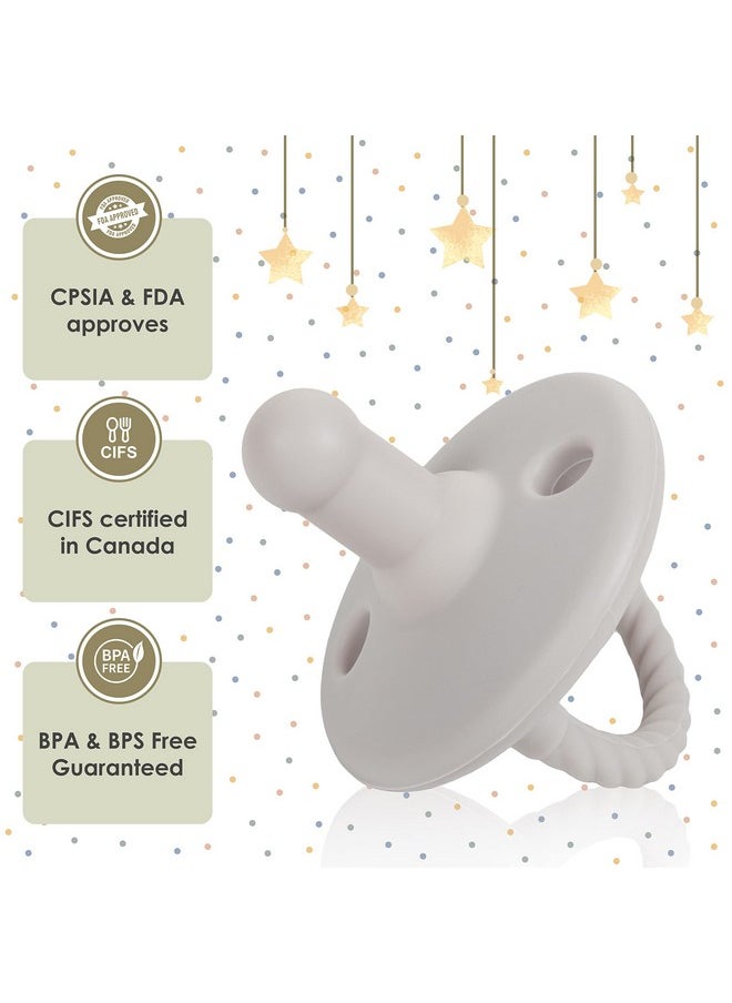 Pacifiers 0-18 Months, Set Of 6 Ultra-Light Silicone Binkies With Collapsible Handle & 3 Air Holes For Added Safety, Best Newborn Pacifiers For Baby Boys Or Girls