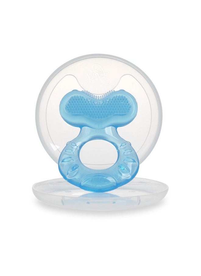 Silicone Teethe-Eez Teether With Bristles, Includes Hygienic Case, Blue