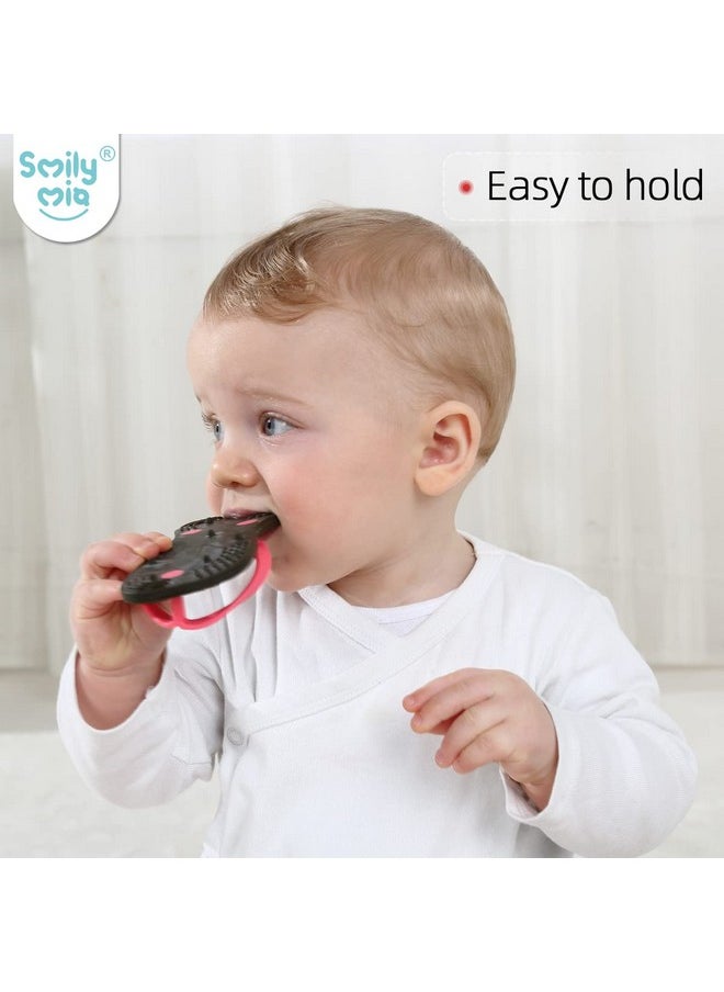 Flip-Flop Baby Teething Toys, Silicone Baby Teether For 3M+, Chewing Toys For Babies Teething Pain Relief,Silicone Baby Shoes,Left Foot Black