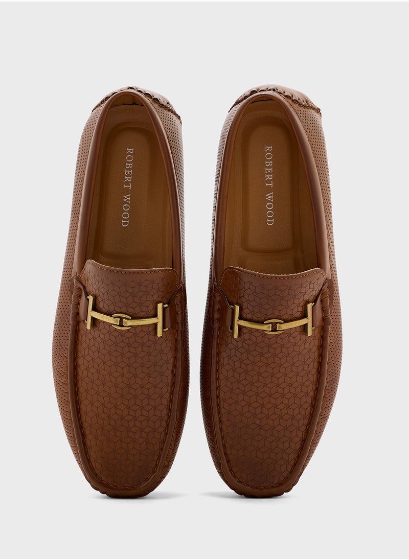 Trim Detail Textuted Loafers