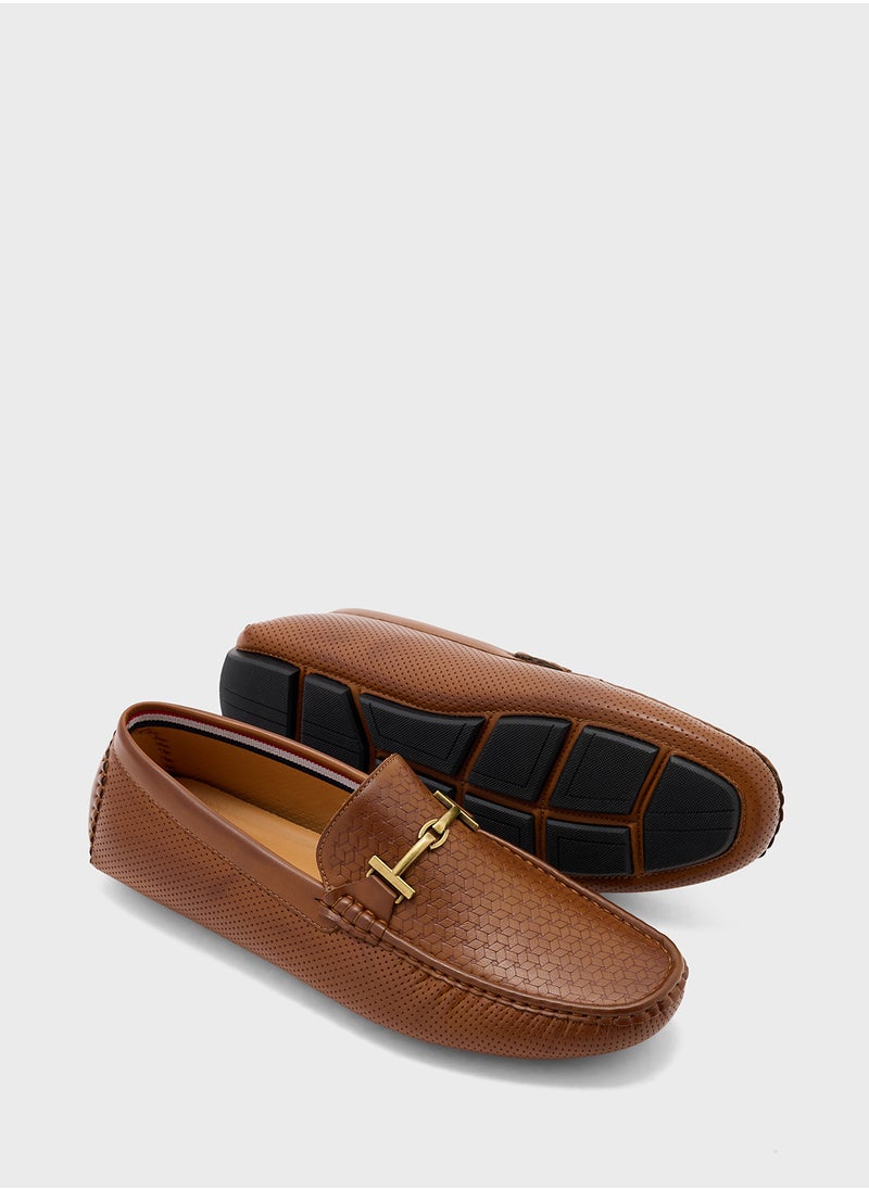 Trim Detail Textuted Loafers