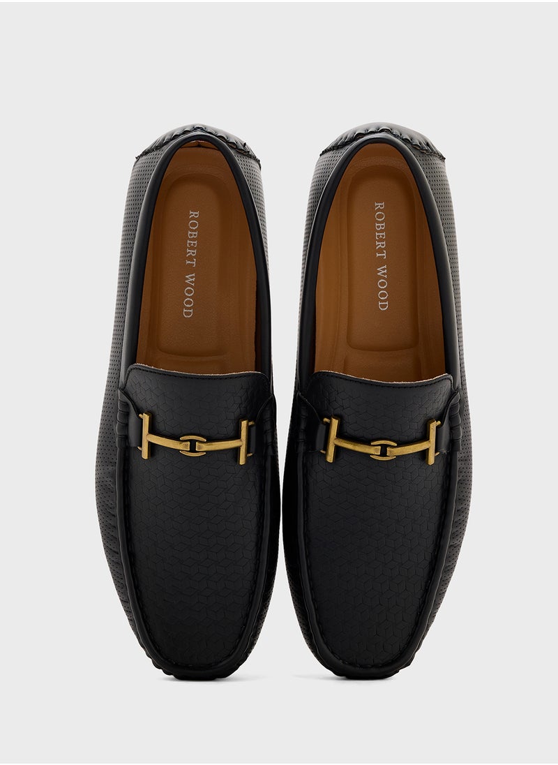 Trim Detail Textuted Loafers