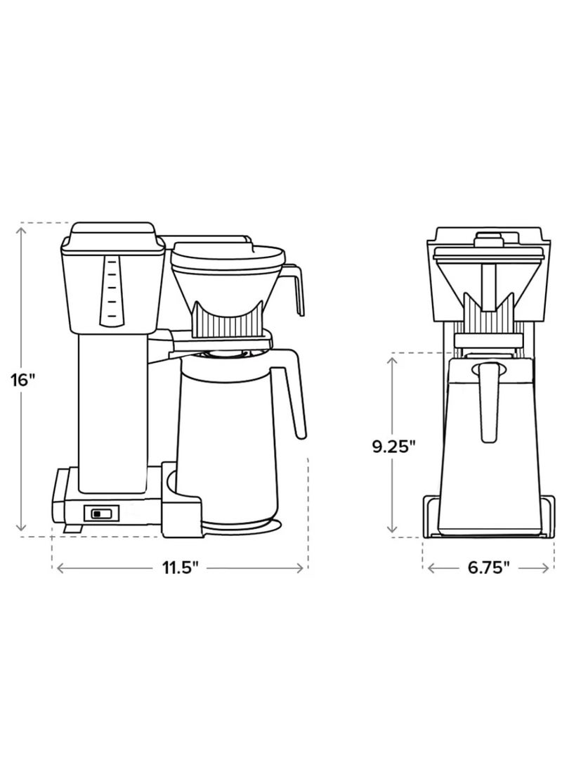 KBGT Coffee Brewer: Filter Coffee Maker with Stainless Steel Insulated Thermal Carafe – 1.25 Lt – Polished Silver