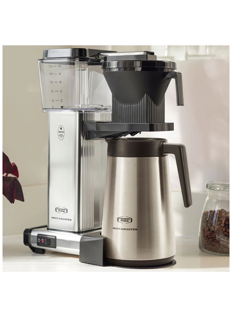 KBGT Coffee Brewer: Filter Coffee Maker with Stainless Steel Insulated Thermal Carafe – 1.25 Lt – Polished Silver