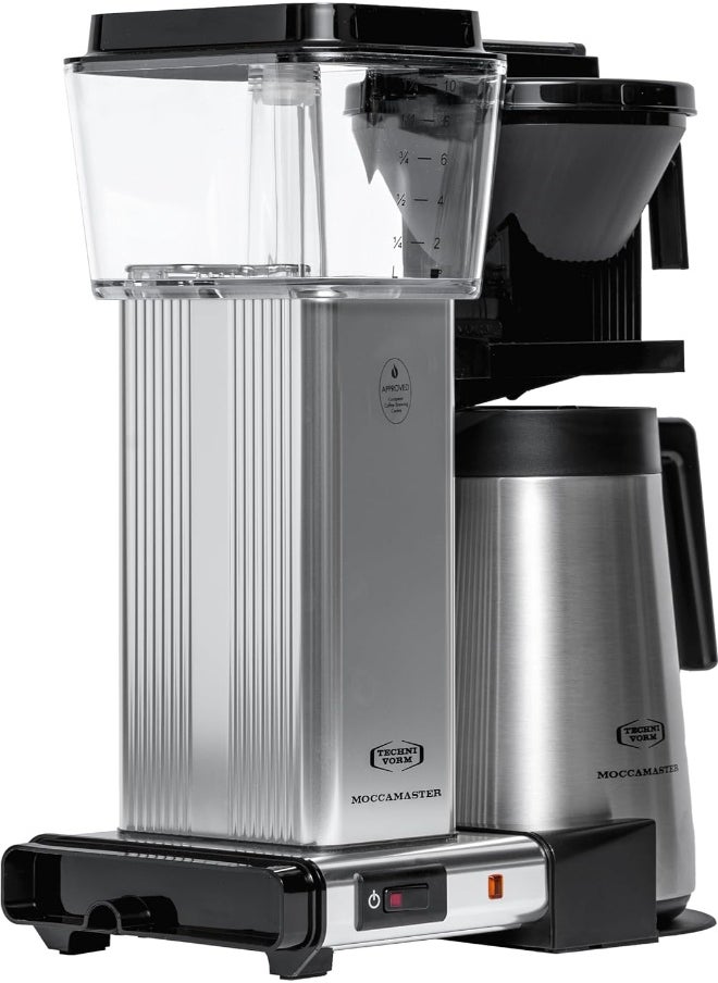 KBGT Coffee Brewer: Filter Coffee Maker with Stainless Steel Insulated Thermal Carafe – 1.25 Lt – Polished Silver