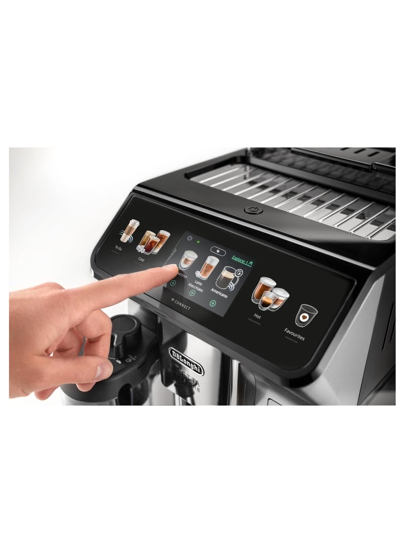 Delonje Aleta Cold Pro Automatic Coffee Machine With Crema Hot Cool Latte Technology Intuitive Color Screen Cool Extraction Technology TFT Screen 3.5 inch wifi silver 1.8 L 1450 W ECAM450.65.S silver