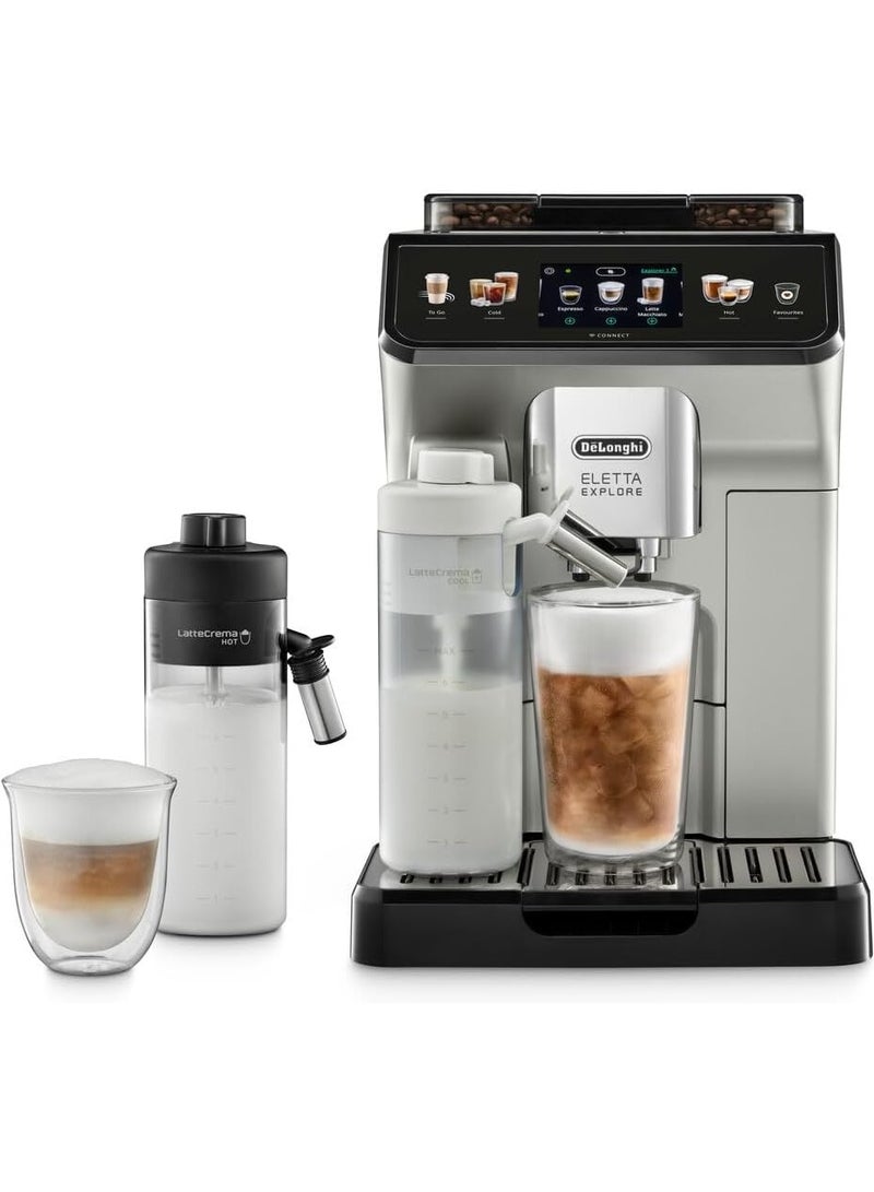 Delonje Aleta Cold Pro Automatic Coffee Machine With Crema Hot Cool Latte Technology Intuitive Color Screen Cool Extraction Technology TFT Screen 3.5 inch wifi silver 1.8 L 1450 W ECAM450.65.S silver