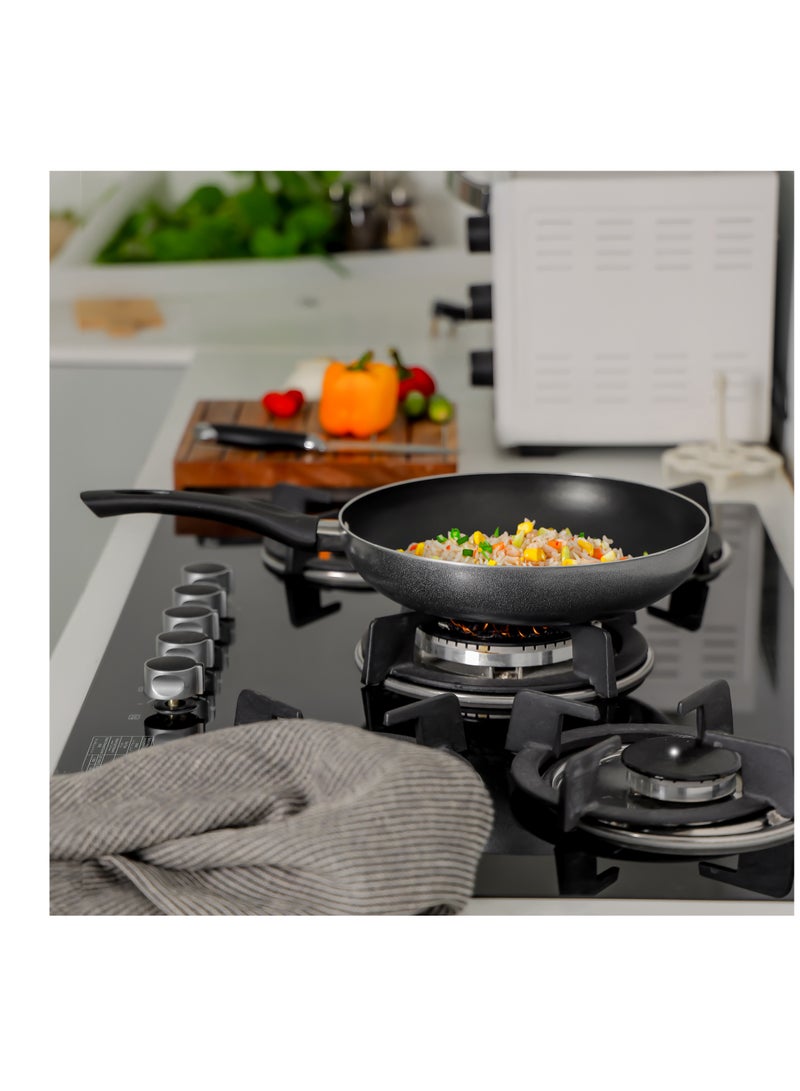 Royalford 30 CM Nonstick Frypan- RF12103| Strong Press Aluminum Body With Non-Stick Coating And Heat Resistant Bakelite Handle Black