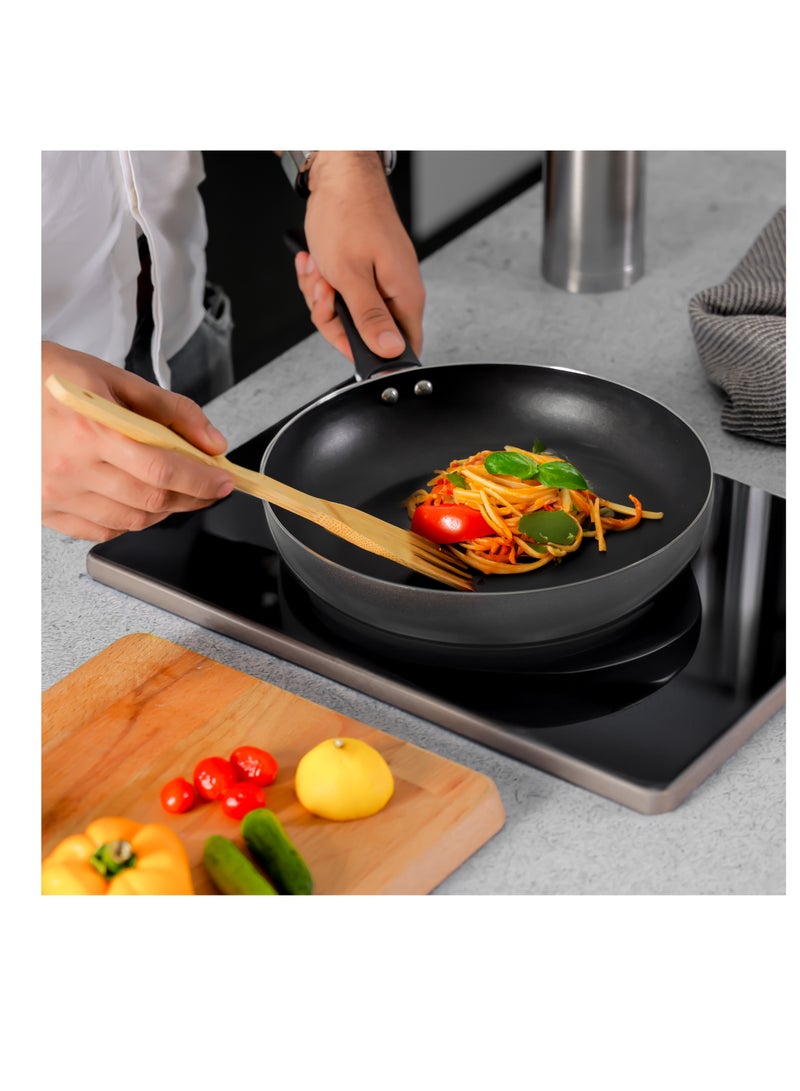 Royalford 30 CM Nonstick Frypan- RF12103| Strong Press Aluminum Body With Non-Stick Coating And Heat Resistant Bakelite Handle Black