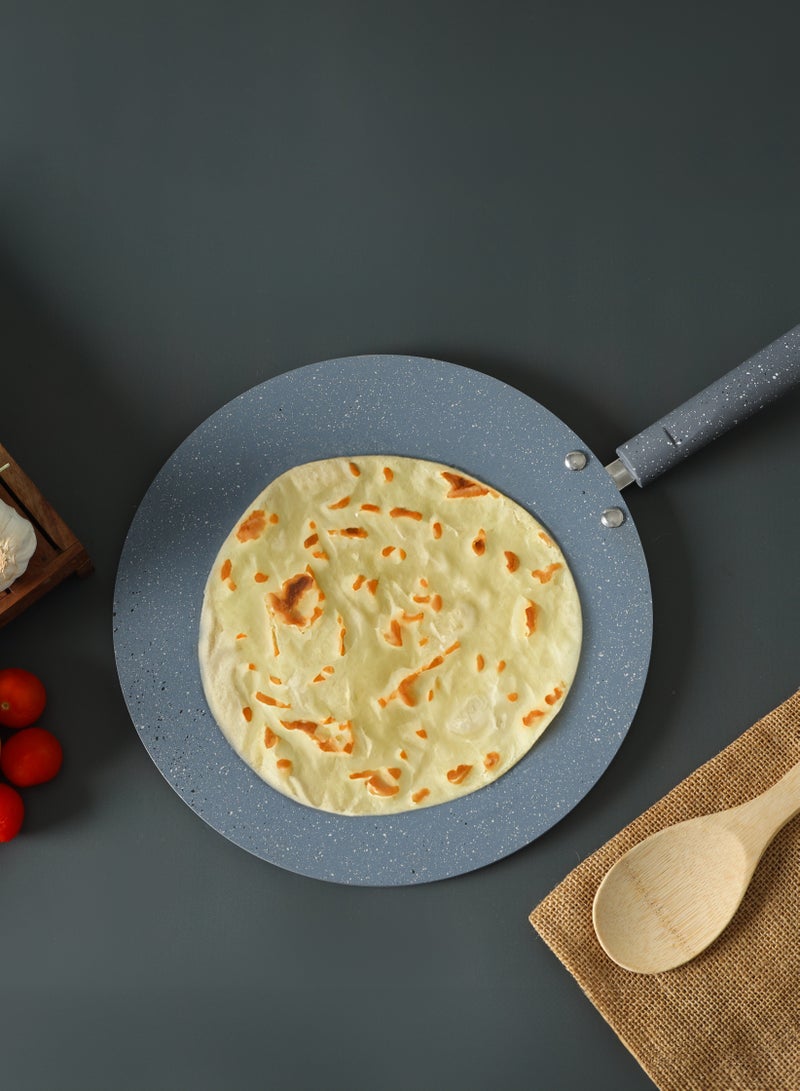 Royalford 28 cm Roti Tawa- RF12566/ Aluminium with Marble Non-Stick Coating, for Chapatti, Dosa, Tortilla, Crepe, Pancake, etc./ Heat Resistant Bakelite Handle, Multi-Purpose Flat Skillet Pan