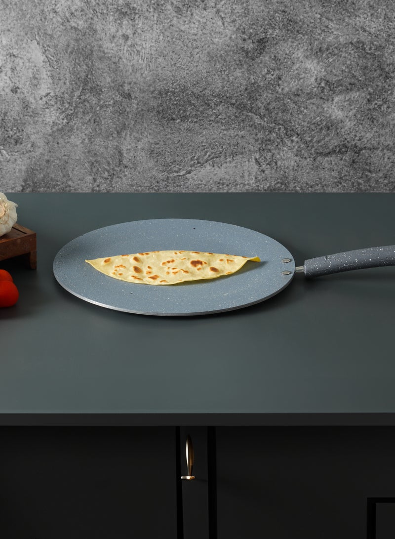 Royalford 28 cm Roti Tawa- RF12566/ Aluminium with Marble Non-Stick Coating, for Chapatti, Dosa, Tortilla, Crepe, Pancake, etc./ Heat Resistant Bakelite Handle, Multi-Purpose Flat Skillet Pan
