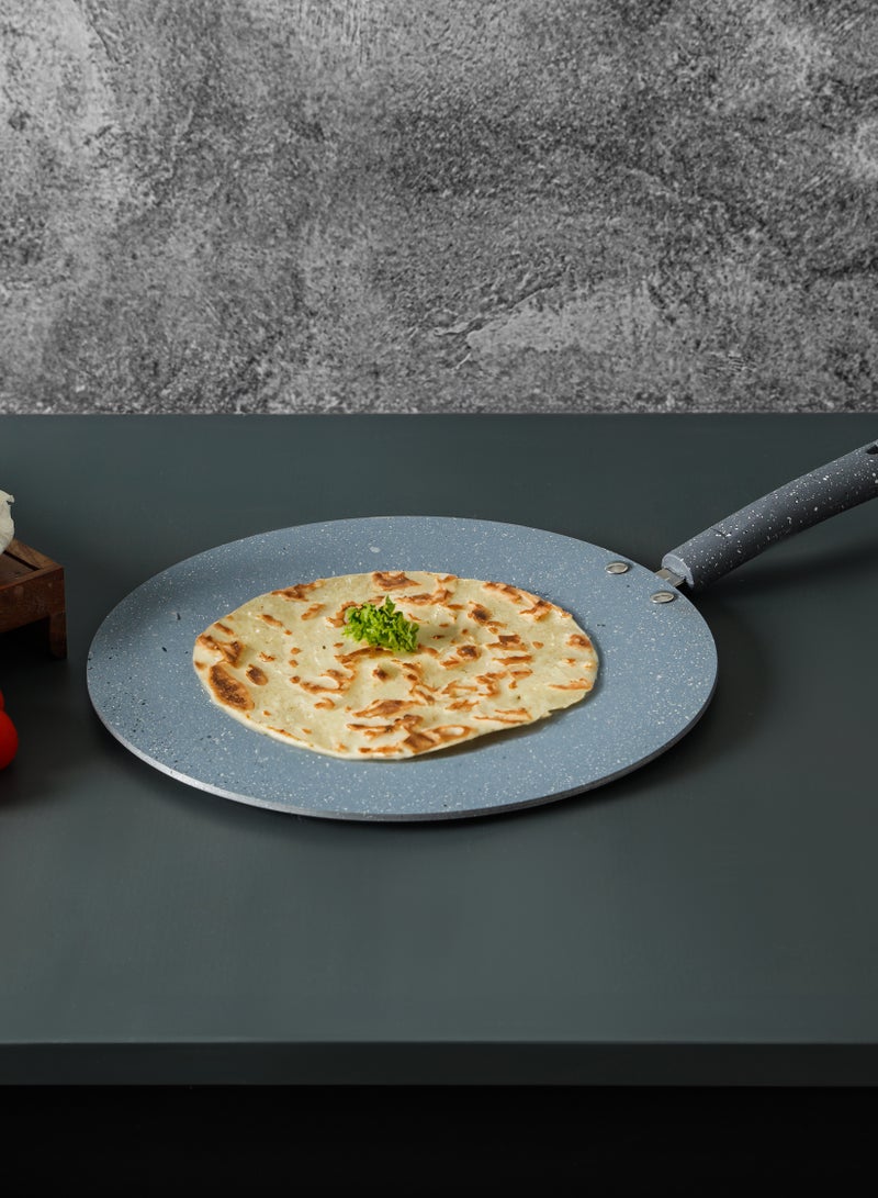Royalford 28 cm Roti Tawa- RF12566/ Aluminium with Marble Non-Stick Coating, for Chapatti, Dosa, Tortilla, Crepe, Pancake, etc./ Heat Resistant Bakelite Handle, Multi-Purpose Flat Skillet Pan