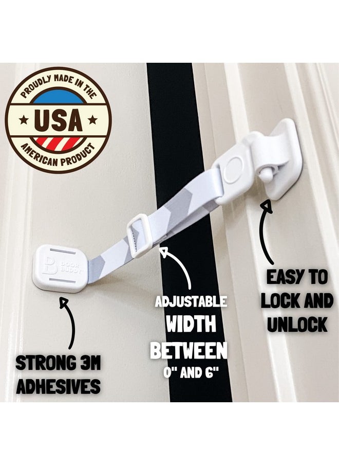 Door Latch For Cats - Grey 2 Pack. Pet Door Holder To Dog Proof Cat Litter Box & Keep Dog Out Of Cat Food. Easier Than Cat Gate Or Interior Cat Door. Adjustable Door Strap For Pets.