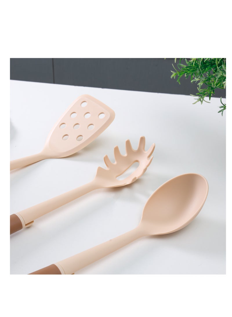 Royalford 6-piece Nylon Kitchen Tools Set- RF12582/ with Holder, Heat-Resistant, Includes Ladle, Spoon, Skimmer, Pasta, Spoons, Slotted Turner/ Ergonomic, Anti-Slip Handle Multicolor