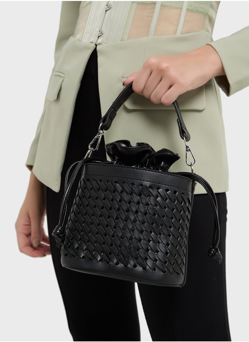 Weave Detail Bucket Crossbody Bag