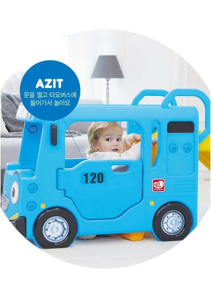 YaYa Y1969 Compact Bus Slide for Kids – Indoor & Outdoor Playset for Kids, Safe Play Area, Handrails, Lights & Sounds, Toddler Slide & Playhouse, Blue
