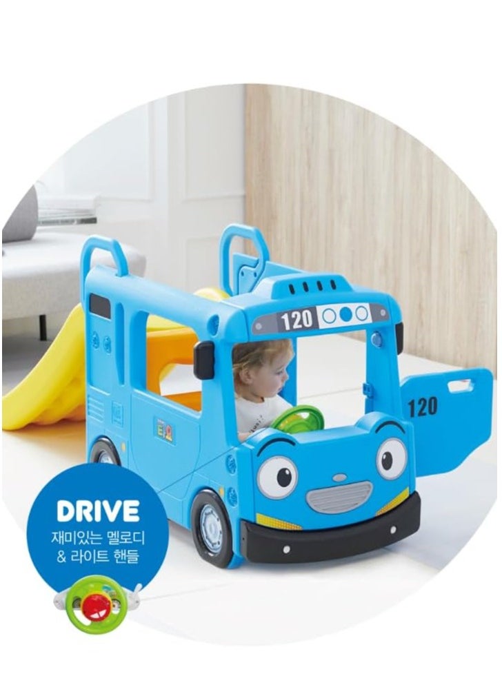 YaYa Y1969 Compact Bus Slide for Kids – Indoor & Outdoor Playset for Kids, Safe Play Area, Handrails, Lights & Sounds, Toddler Slide & Playhouse, Blue