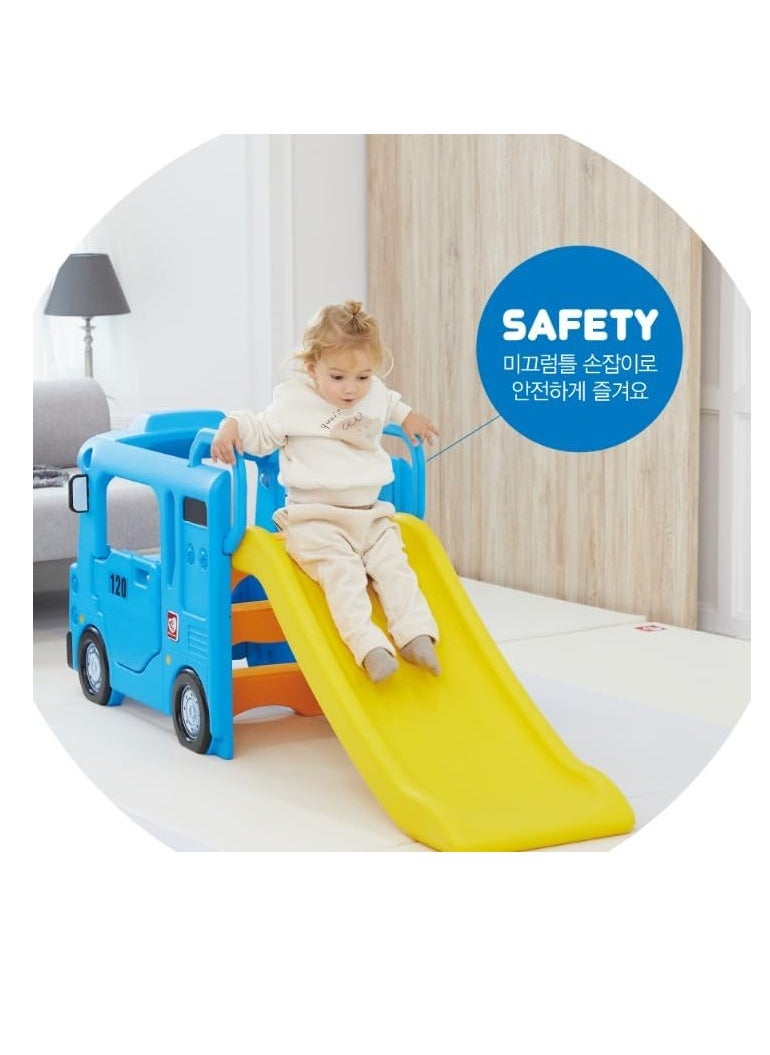 YaYa Y1969 Compact Bus Slide for Kids – Indoor & Outdoor Playset for Kids, Safe Play Area, Handrails, Lights & Sounds, Toddler Slide & Playhouse, Blue