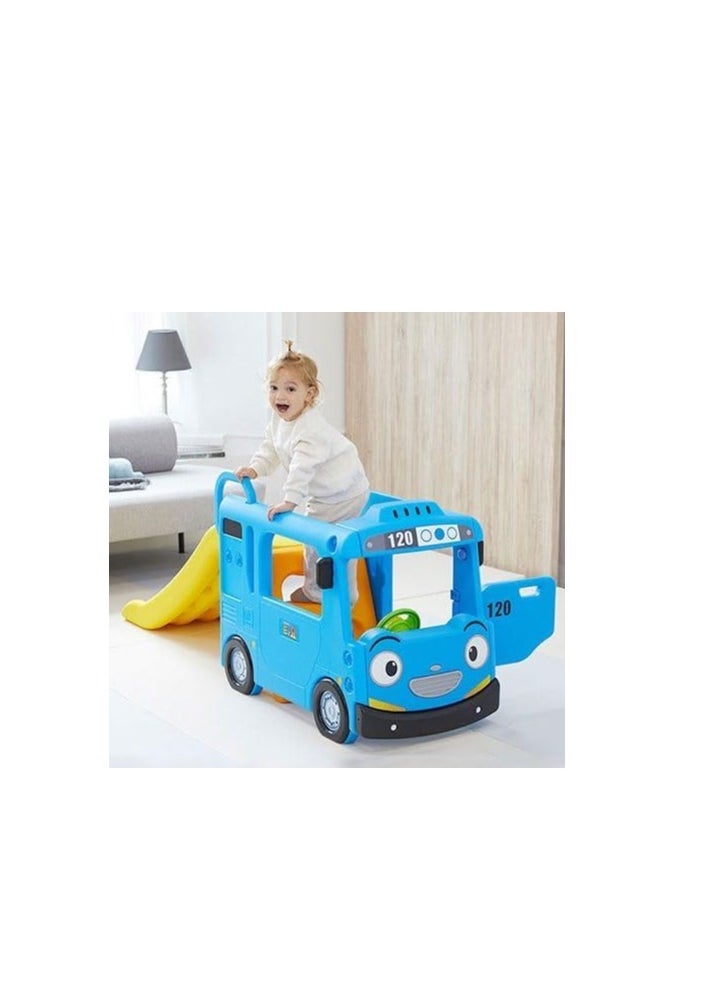 YaYa Y1969 Compact Bus Slide for Kids – Indoor & Outdoor Playset for Kids, Safe Play Area, Handrails, Lights & Sounds, Toddler Slide & Playhouse, Blue